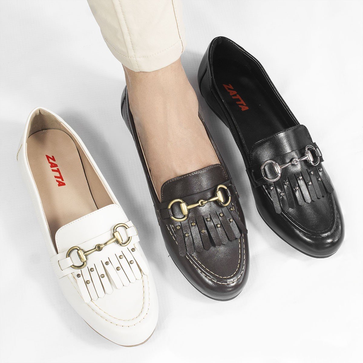 Mocassim Zatta Detalhe de Franja Nair Off White Branco 4