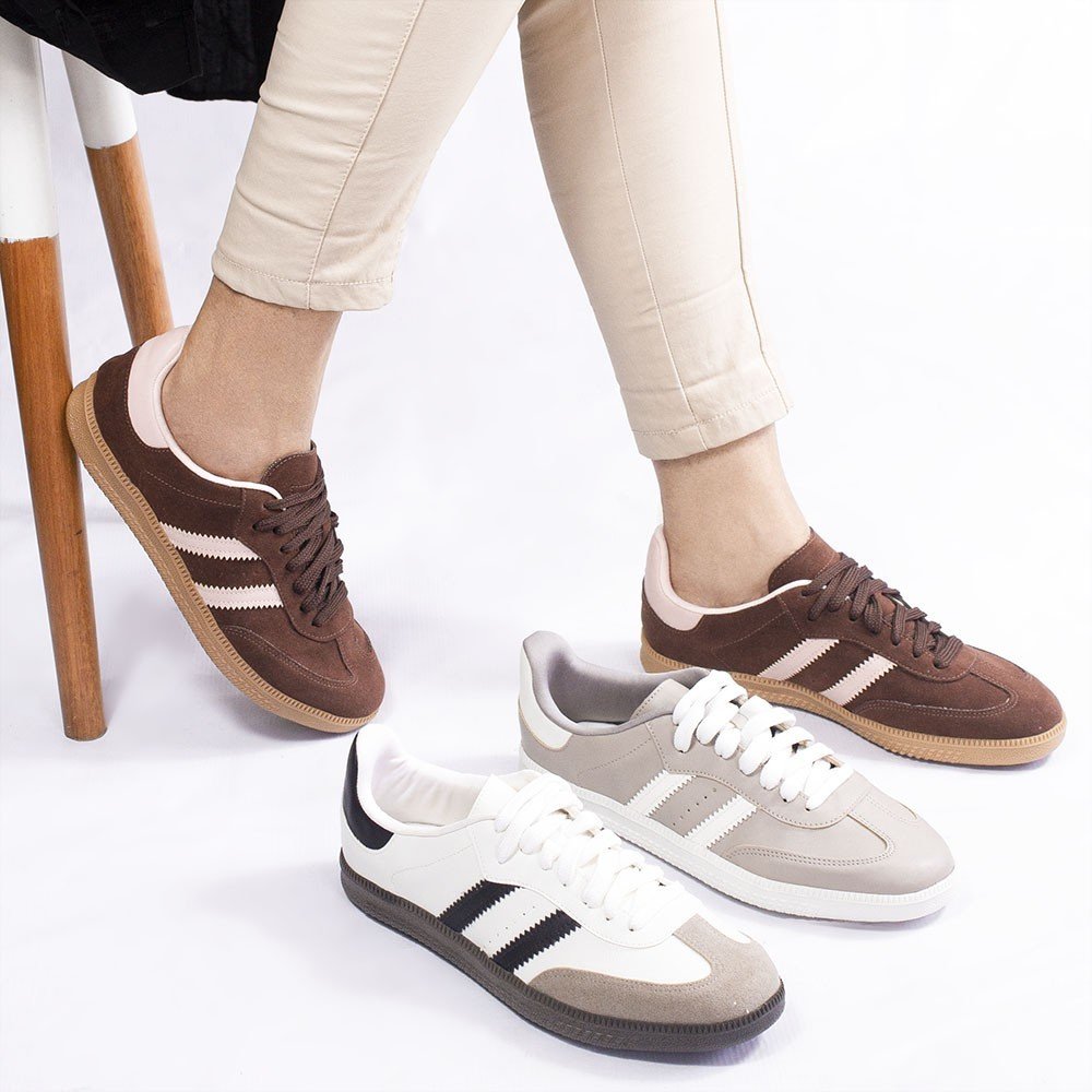 Tênis Zatta Casual Duas Listras Andressa Aveia Bege 3