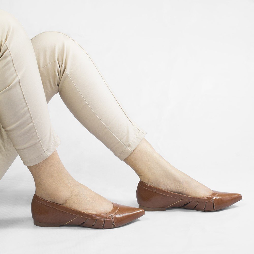 Sapatilha Zatta Bico Fino Adelaide Caramelo