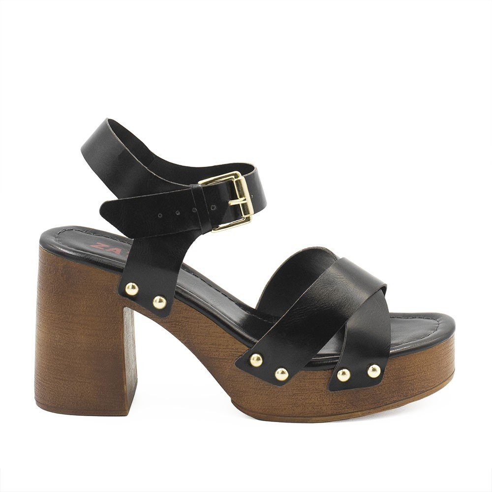 Sandália Zatta Plataforma Cruzada Adele Marrom Preto 1