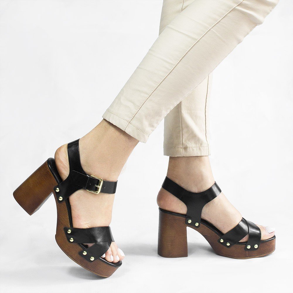 Sandália Zatta  Plataforma Cruzada  Adele Preto Preto 3