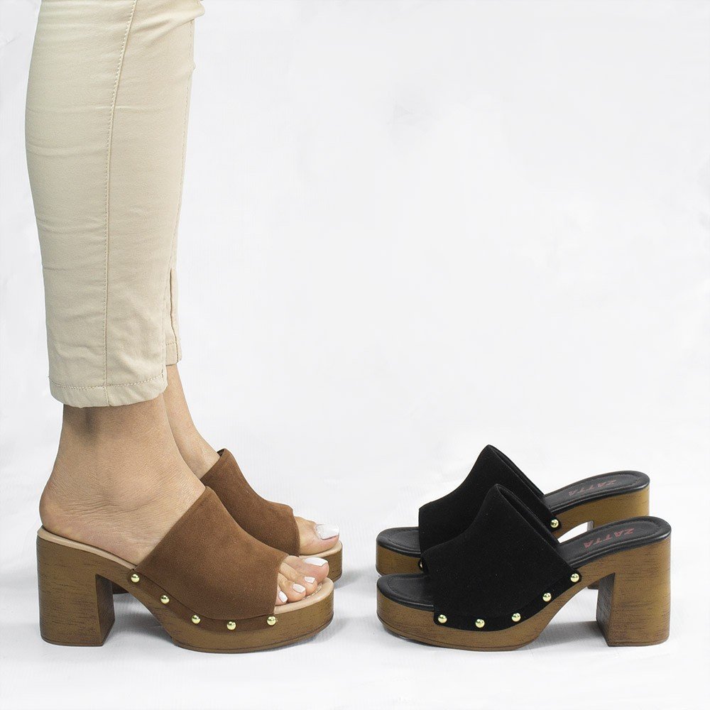 Tamanco Zatta Salto Bloco Sayuri Caramelo Marrom 6