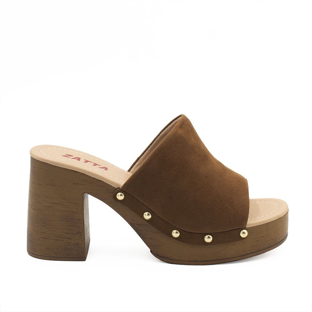 Tamanco Zatta Salto Bloco Sayuri Caramelo Marrom 2