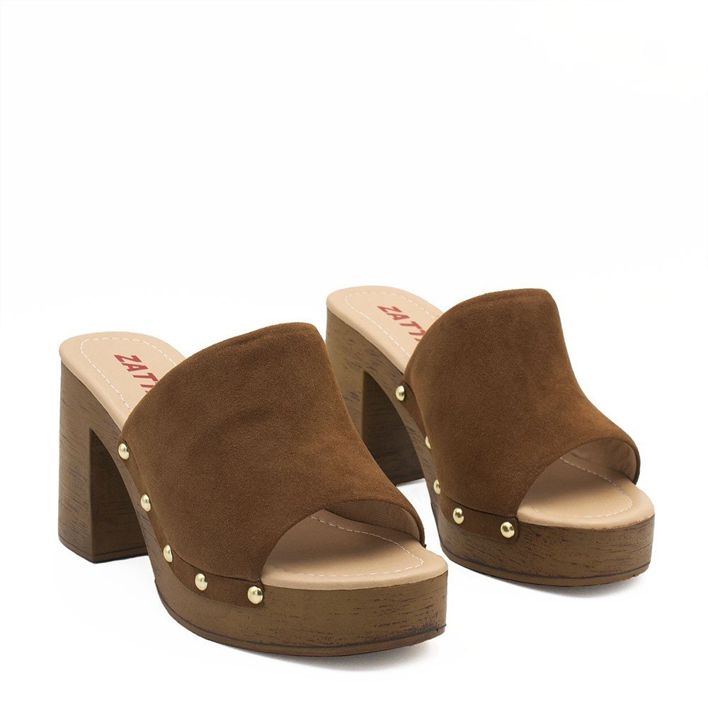 Tamanco Zatta Salto Bloco Sayuri Caramelo Marrom 4