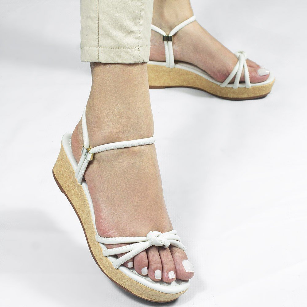 Sandália Anabela Nó Mirtes Off White Branco 4
