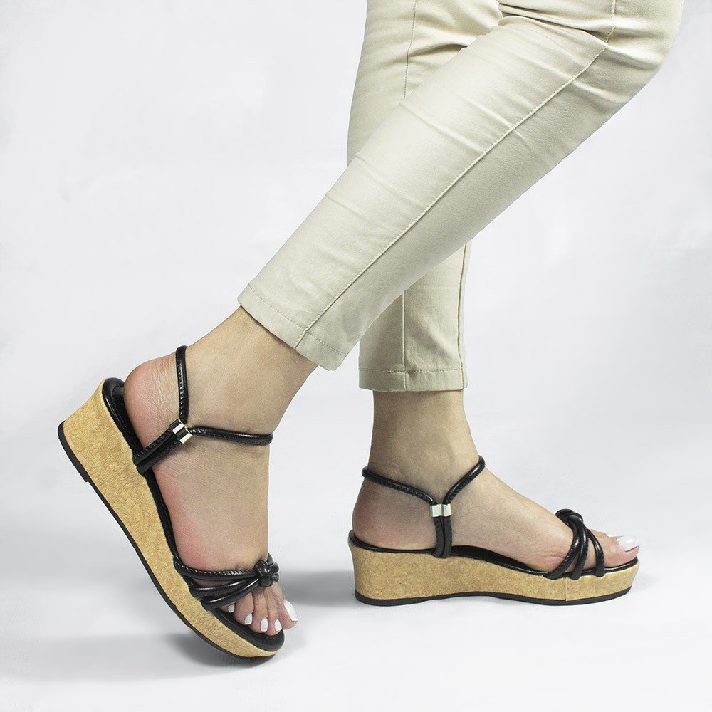 Sandália Anabela Nó Mirtes Preta Preto 4