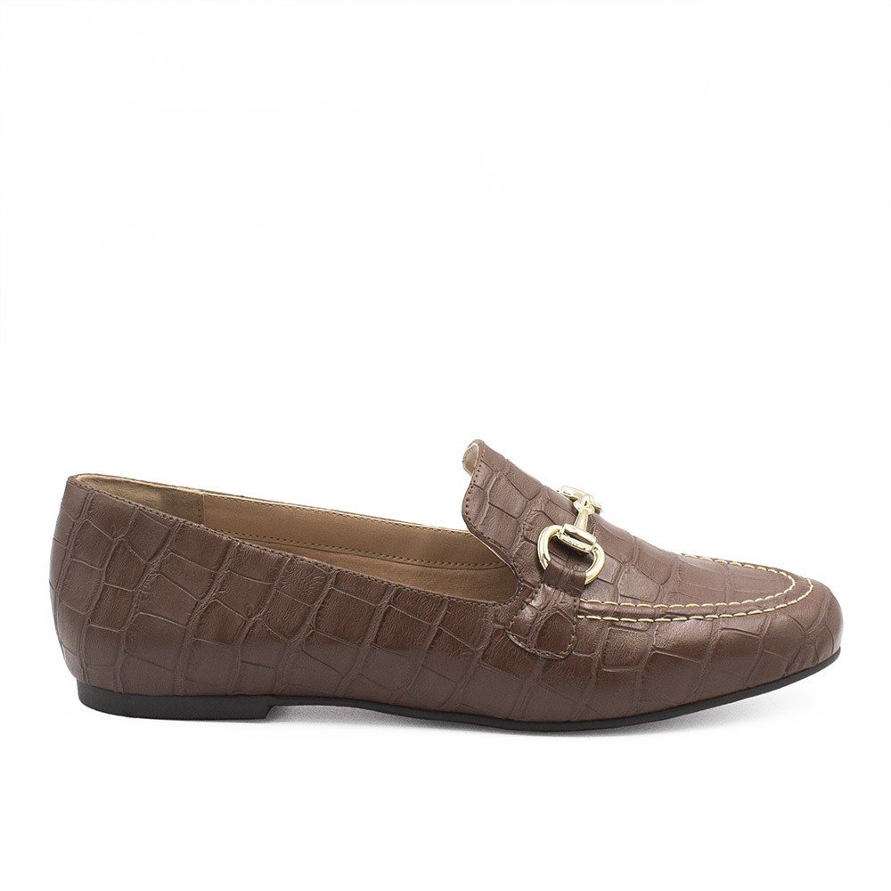 Mocassim Zatta Fivela Evelyn Croco Marrom Marrom 2