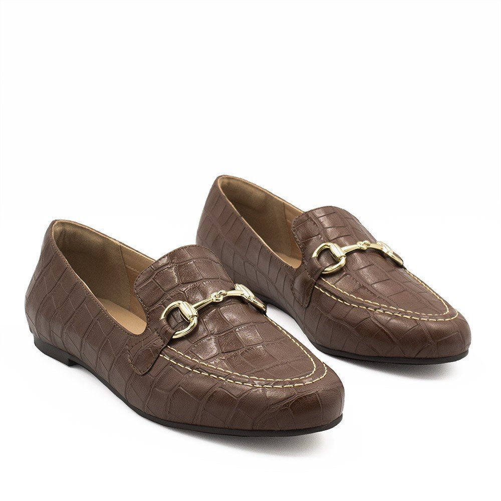 Mocassim Zatta Fivela Evelyn Croco Marrom Marrom 7