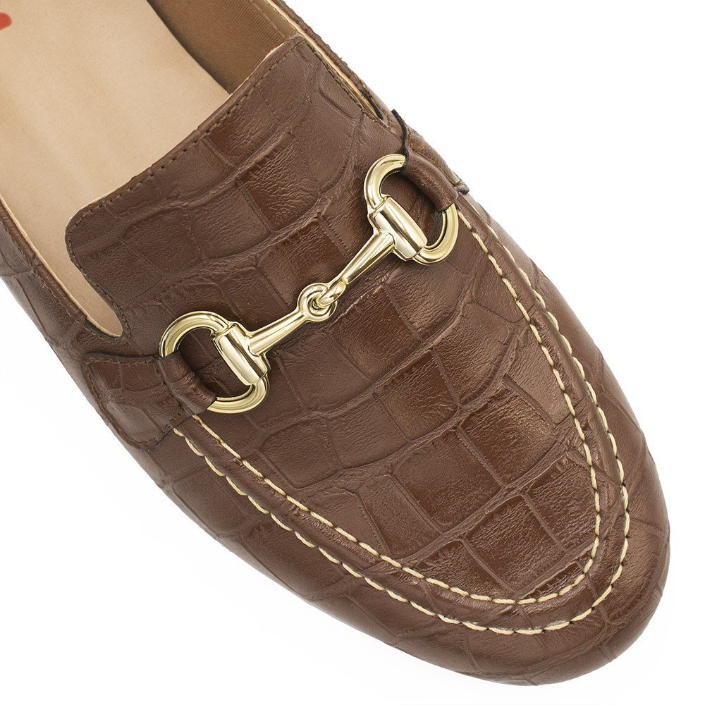 Mocassim Zatta Fivela Evelyn Croco Marrom Marrom 9
