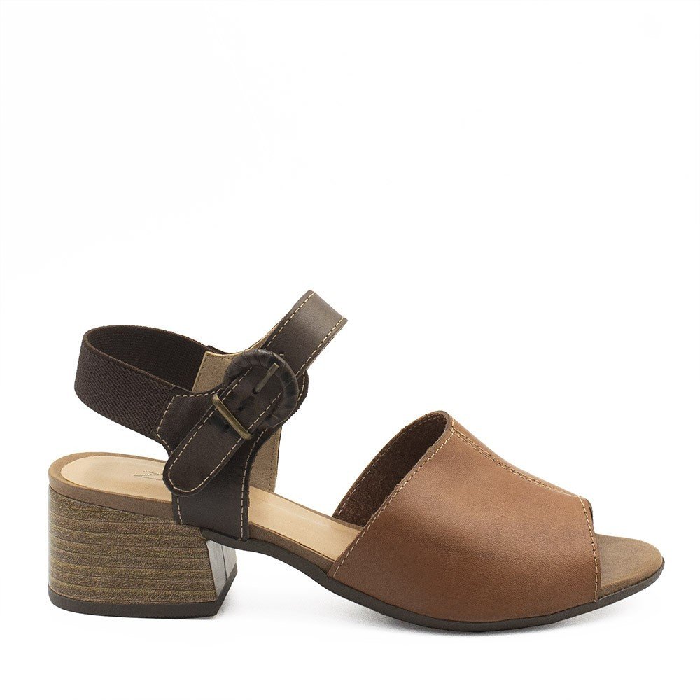 Sandália Zatta de Couro Salto Bloco Laiane Marrom Marrom 2