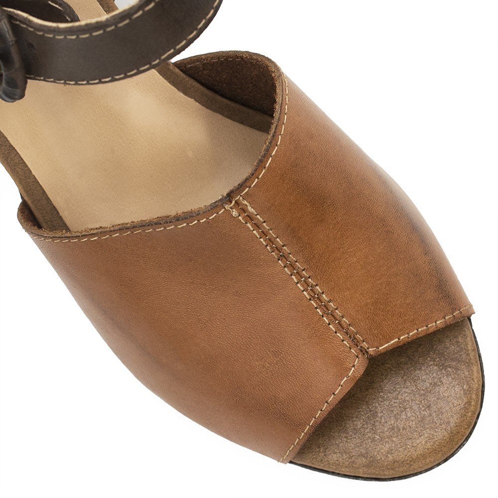 Sandália Zatta de Couro Salto Bloco Laiane Marrom Marrom 5