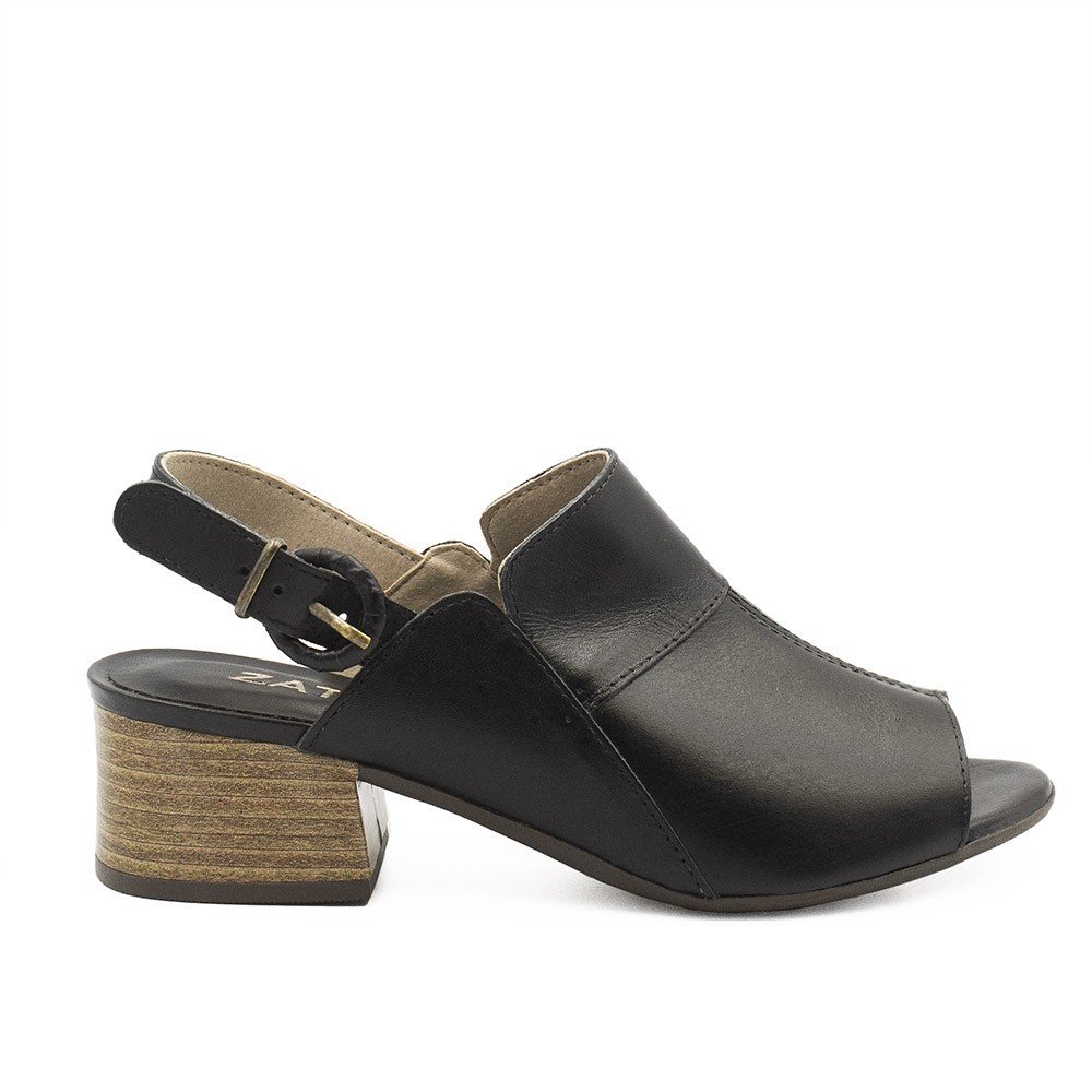 Sandália de Couro Zatta Salto Bloco Eva Preto Preto 2