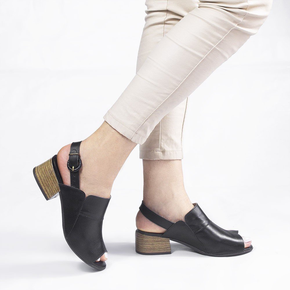 Sandália de Couro Zatta Salto Bloco Eva Preto Preto 4