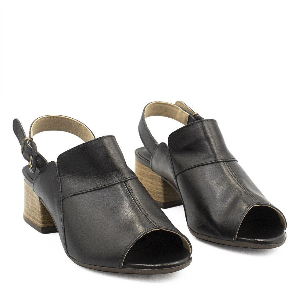 Sandália de Couro Zatta Salto Bloco Eva Preto Preto 6