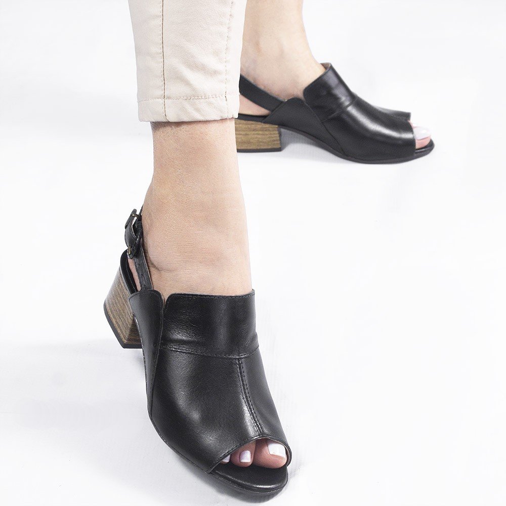 Sandália de Couro Zatta Salto Bloco Eva Preto Preto 7