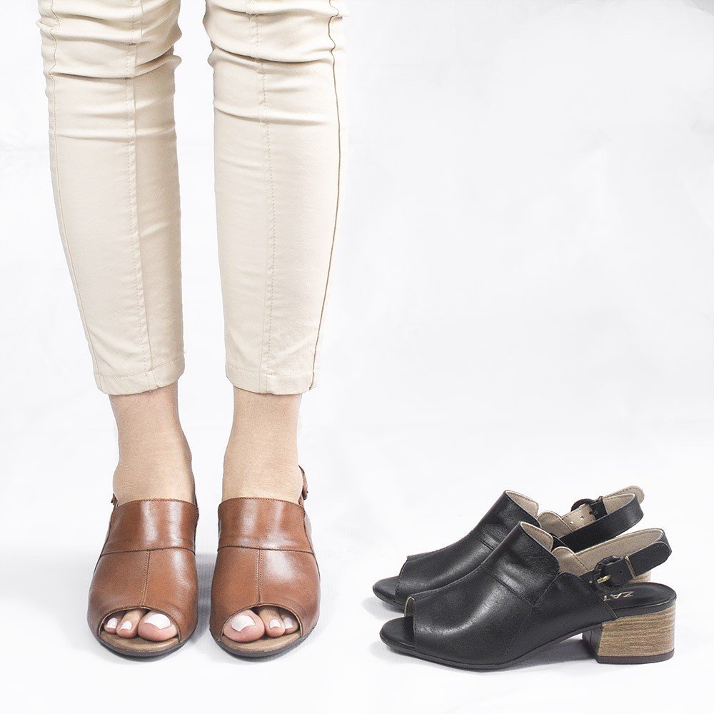 Sandália de Couro Zatta Salto Bloco Eva Preto Preto 8