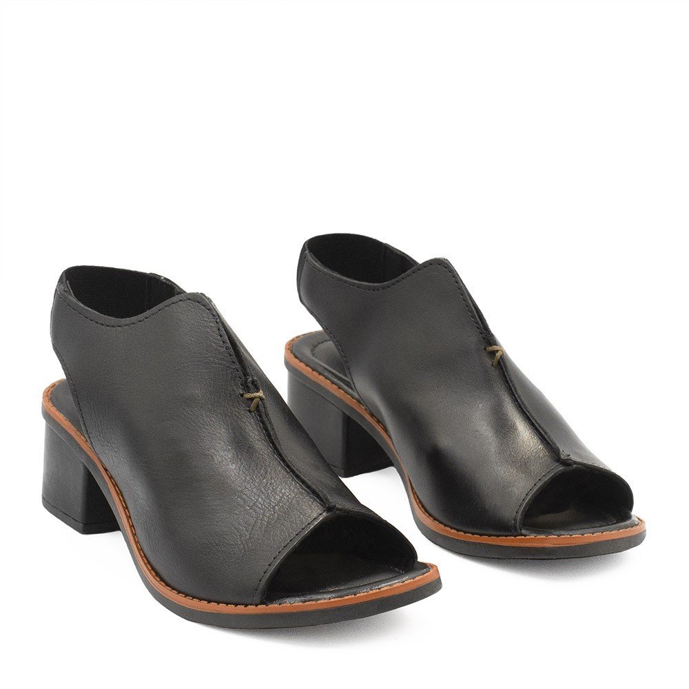 Sandália Zatta Salto Bloco Couro Recorte Ohana Preto Preto 4