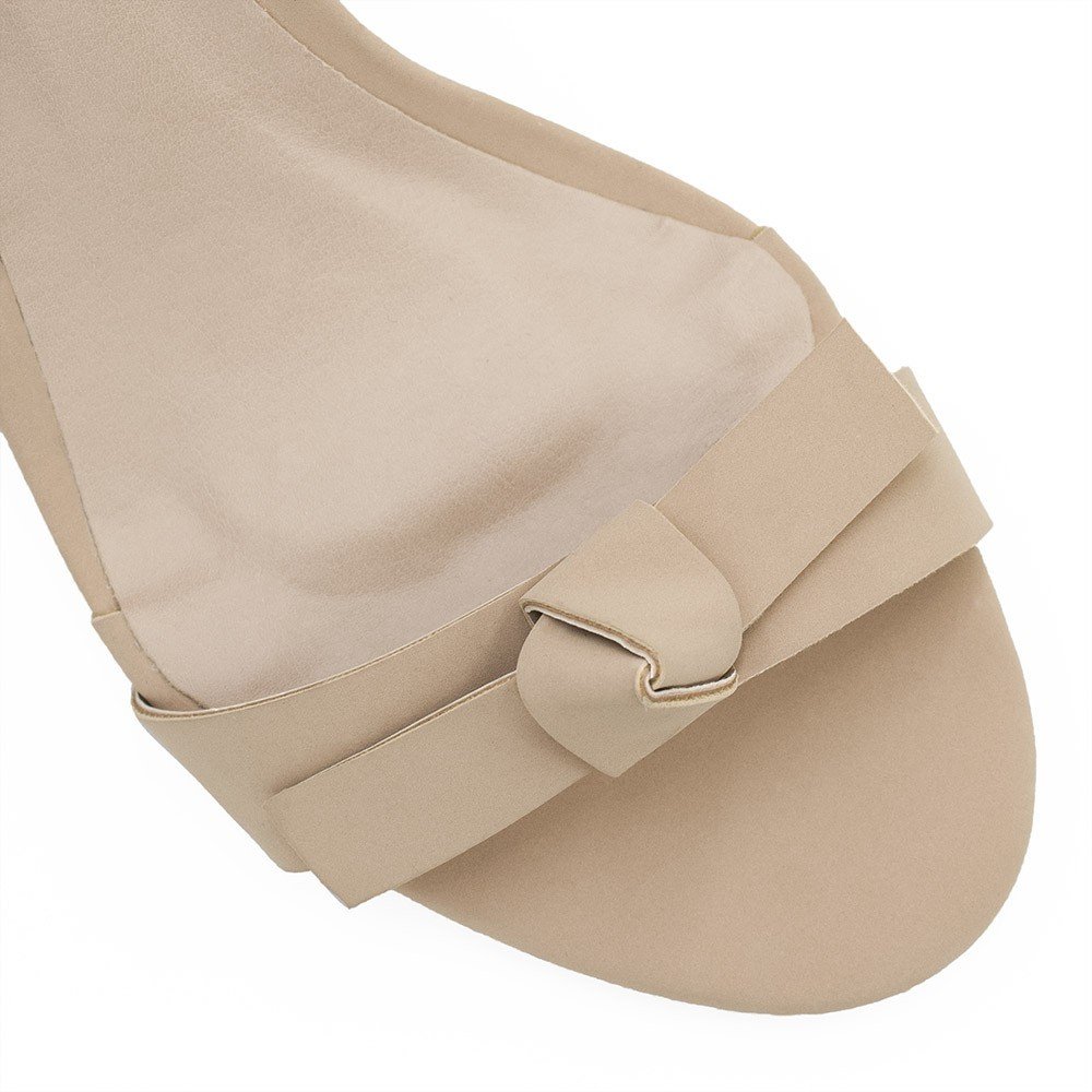 Sandália Zatta Salto Bloco Laço Yumi  Nude Bege 6