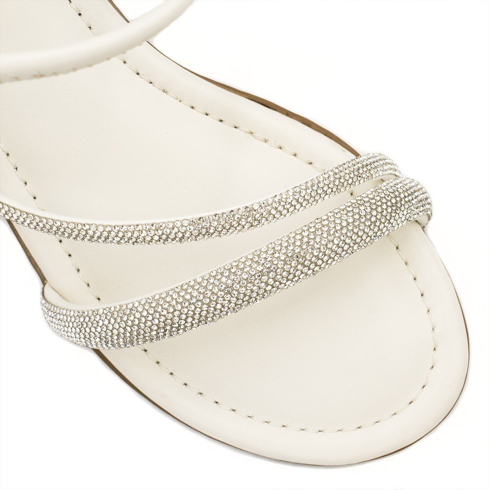 Rasteira Strass Ajustável  Mara Off White Branco 6