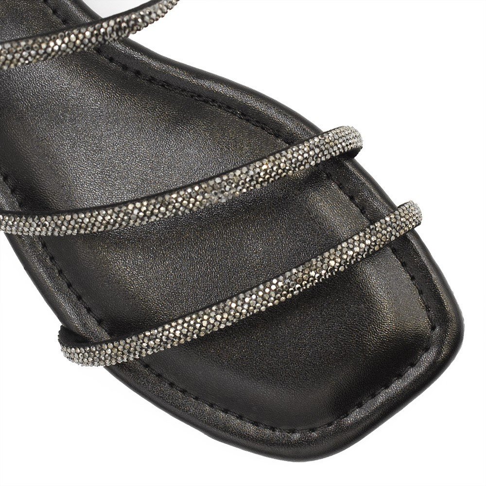 Rasteira Strass Ajustável Mara Preto Preto 5