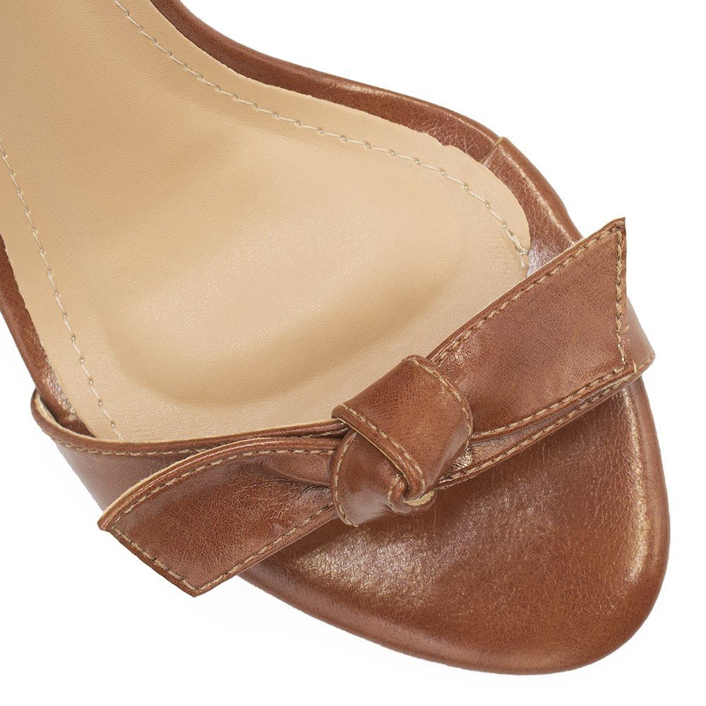 Sandália Zatta Salto Bloco Laço Katy  Caramelo Marrom 5