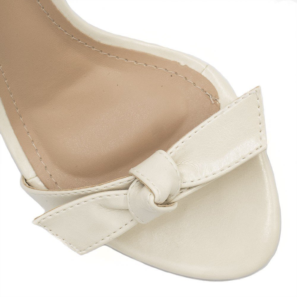 Sandália Salto Bloco Laço Katy  Off White Off White 8