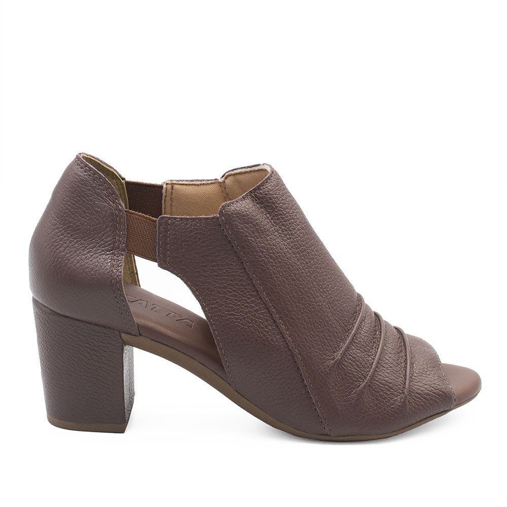 PeepBoot Salto Bloco Couro Pietra Marrom Marrom 2