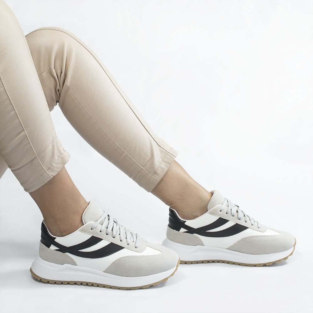 Tênis Casual Zatta FlatForm Cadarço Madú Branco Branco/Preto 4