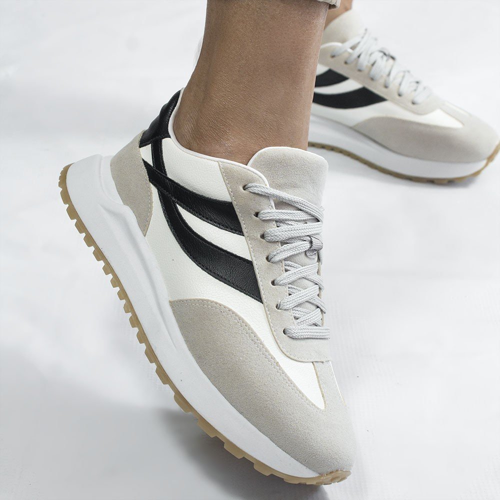 Tênis Casual Zatta FlatForm Cadarço Madú Branco Branco/Preto 5