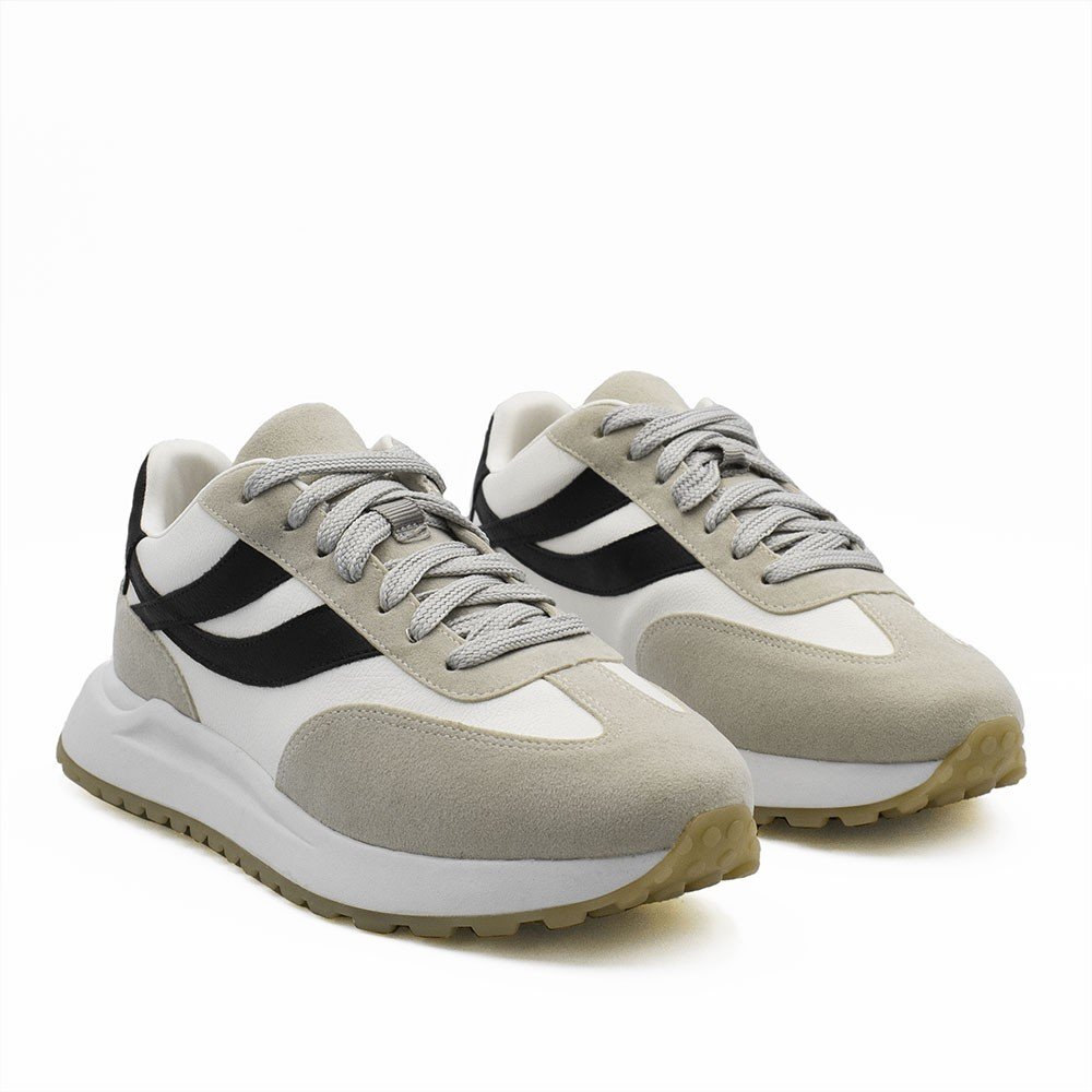 Tênis Casual Zatta FlatForm Cadarço Madú Branco Branco/Preto 6