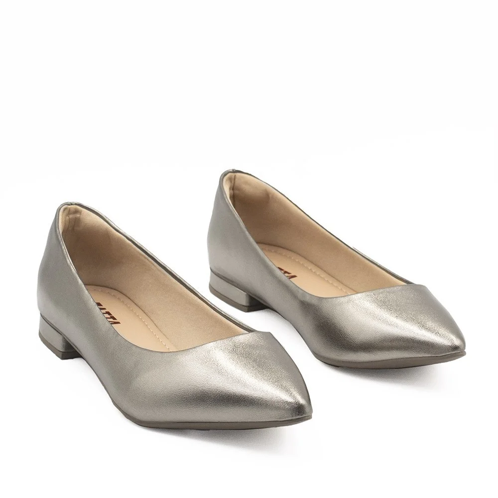 Sapatilha Básica Lisa Núbia Prata Velho Prata 5