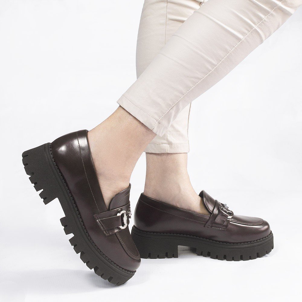 Mocassim Tratorado Sola Alta Amelia Marrom