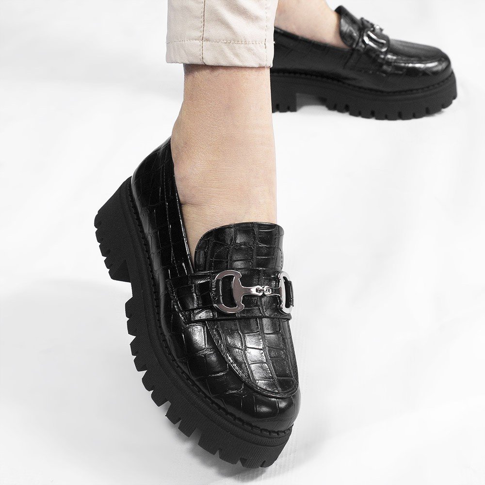 Mocassim Tratorado Sola Alta Amelia Preto Croco Preto 3