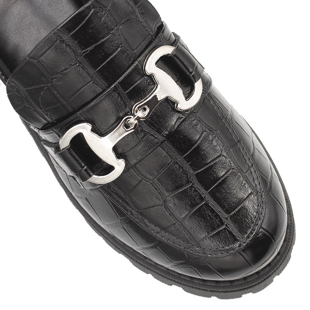 Mocassim Tratorado Sola Alta Amelia Preto Croco Preto 4