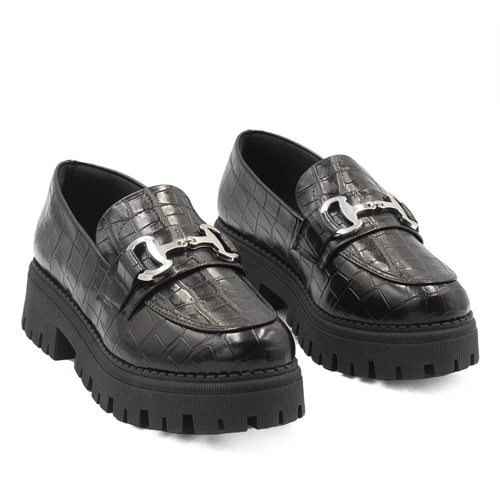 Mocassim Tratorado Sola Alta Amelia Preto Croco Preto 5