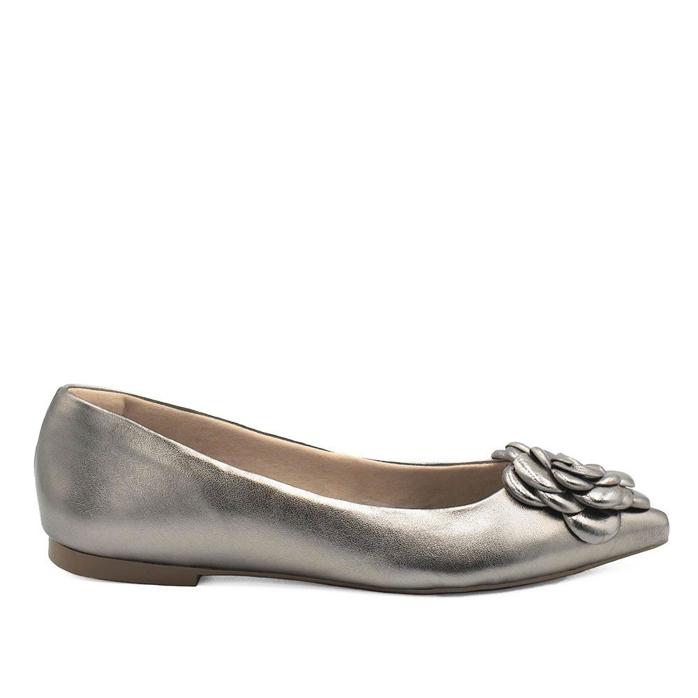 Sapatilha Zatta Flor Bico Fino Rosangela Prata Velho Prata 2