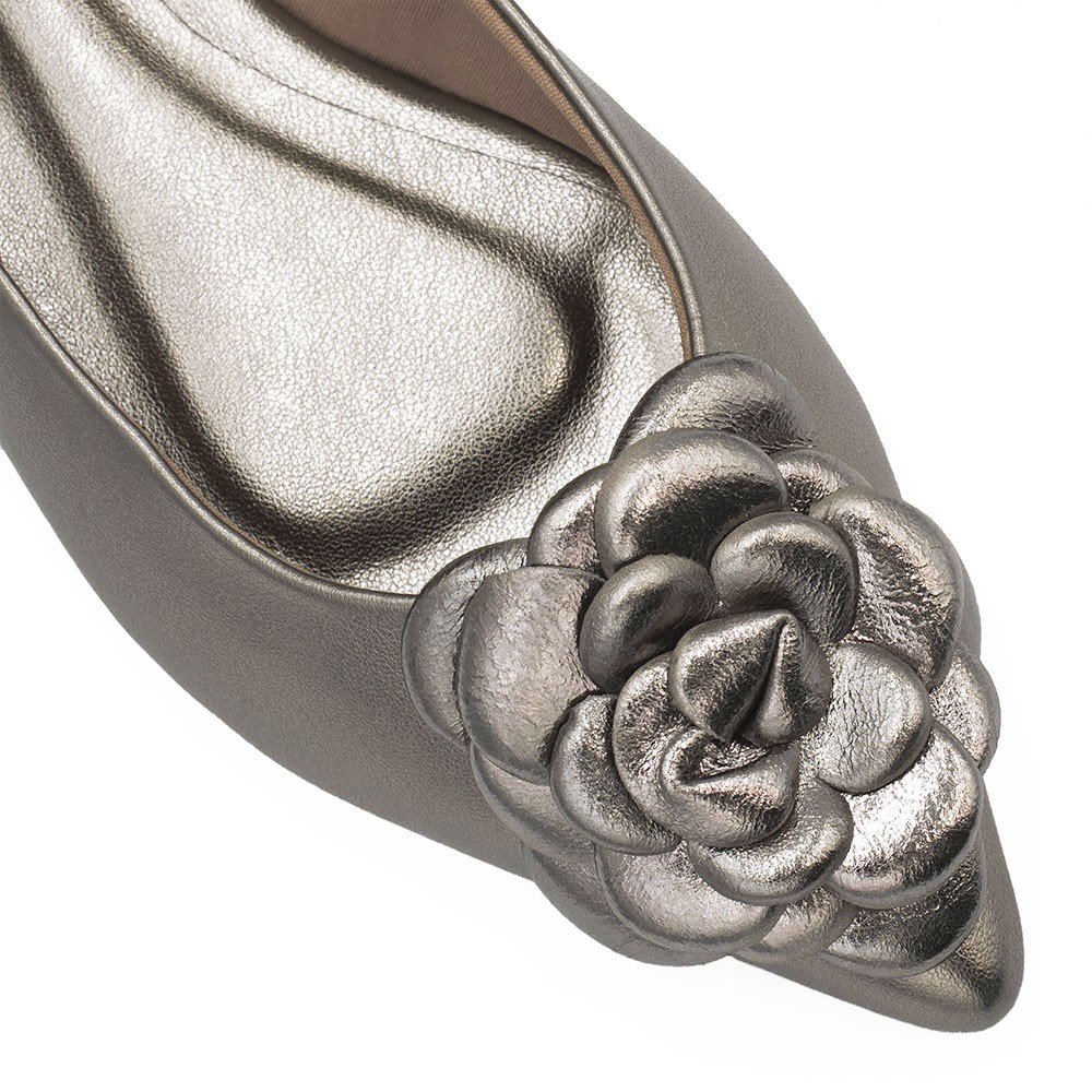 Sapatilha Zatta Flor Bico Fino Rosangela Prata Velho Prata 6