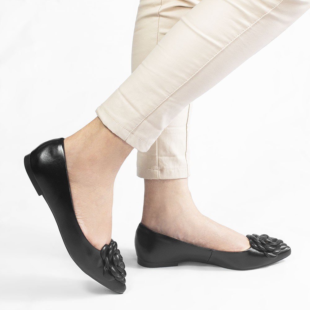 Sapatilha Flor Bico Fino Rosangela Preto Preto 2