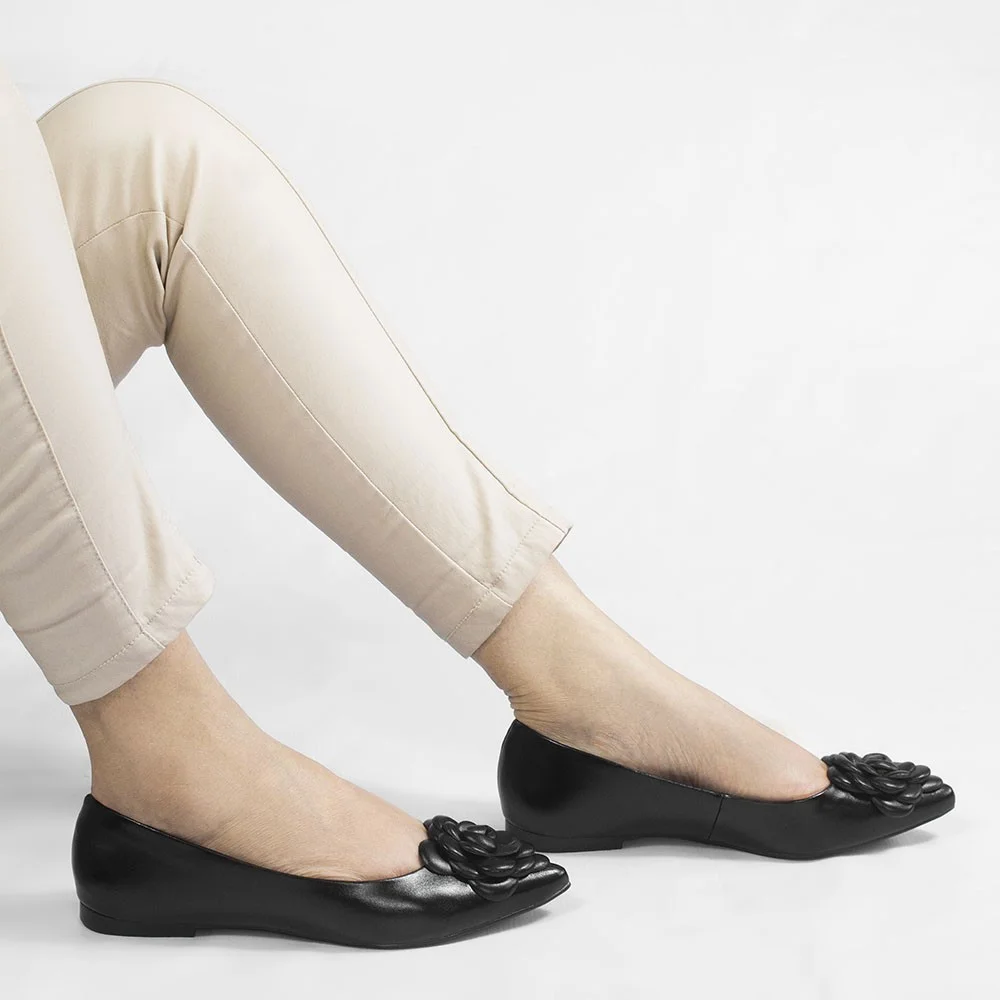 Sapatilha Flor Bico Fino Rosangela Preto Preto 5