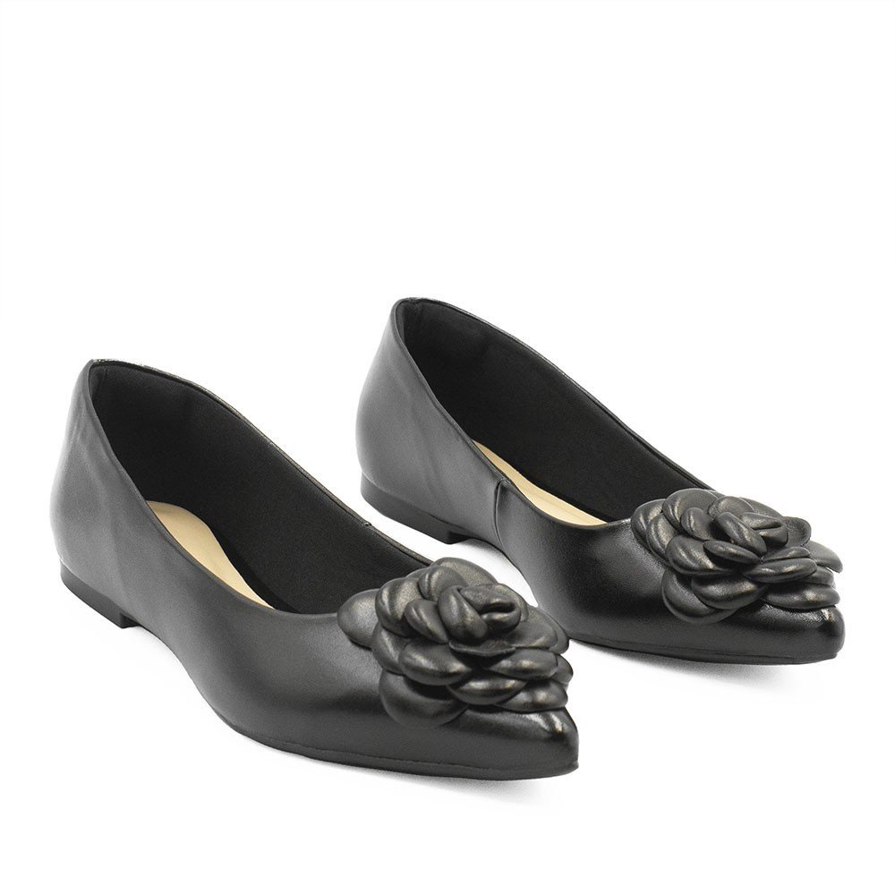 Sapatilha Flor Bico Fino Rosangela Preto Preto 6