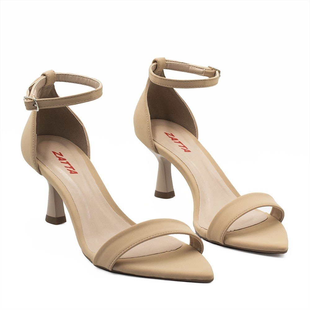 Sandália Zatta Bico Folha Salto Taça Aisha Nude Bege 5