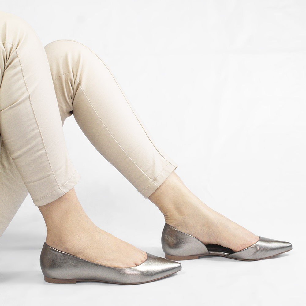 Sapatilha Zatta Aberta na Lateral Mel Prata Velho Prata 3