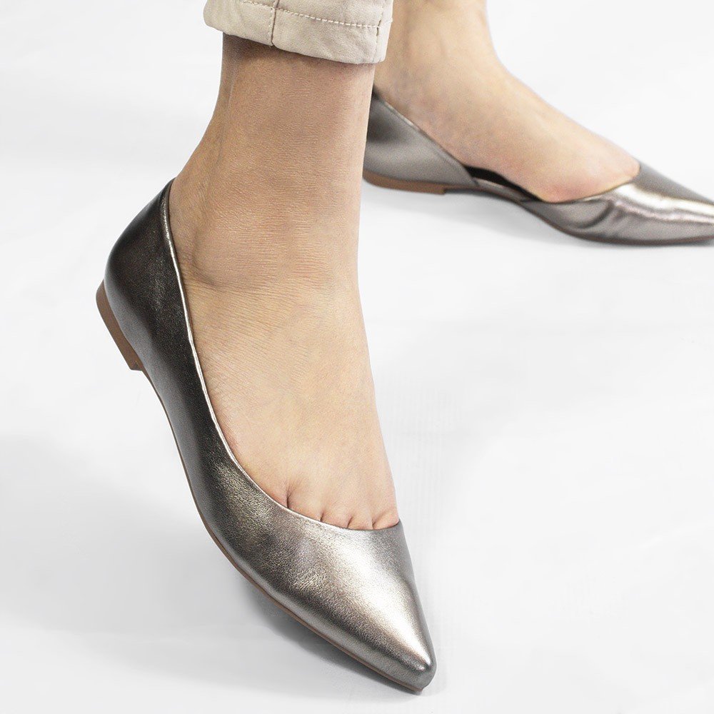 Sapatilha Zatta Aberta na Lateral Mel Prata Velho Prata 5