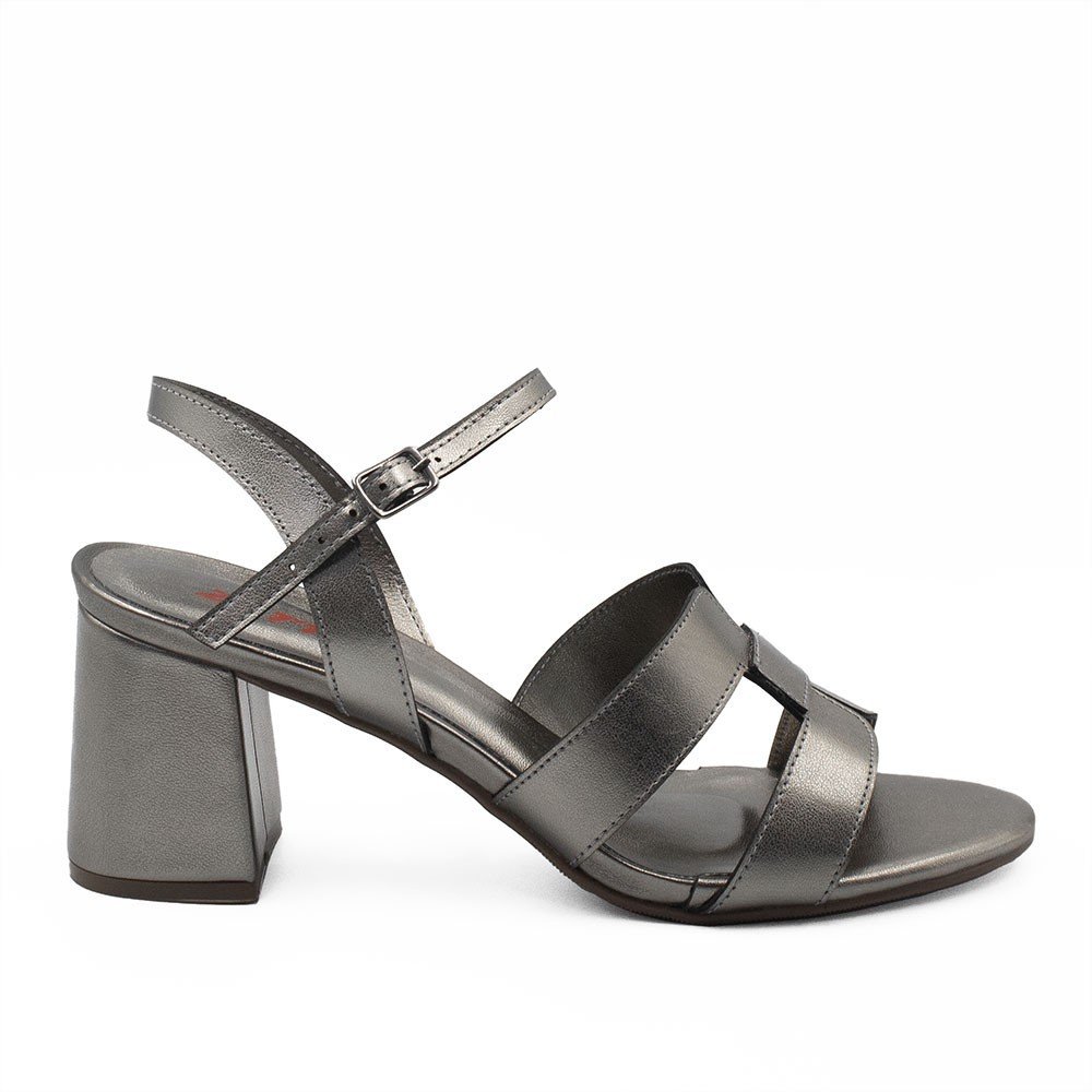 Sandália  H Zatta Salto Bloco Aya Chumbo Prata 3