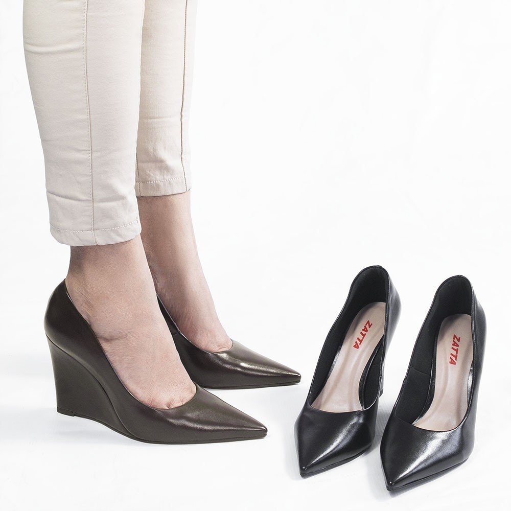 Scarpin Zatta Anabela Bico Fino  Antonia Preto Preto 6