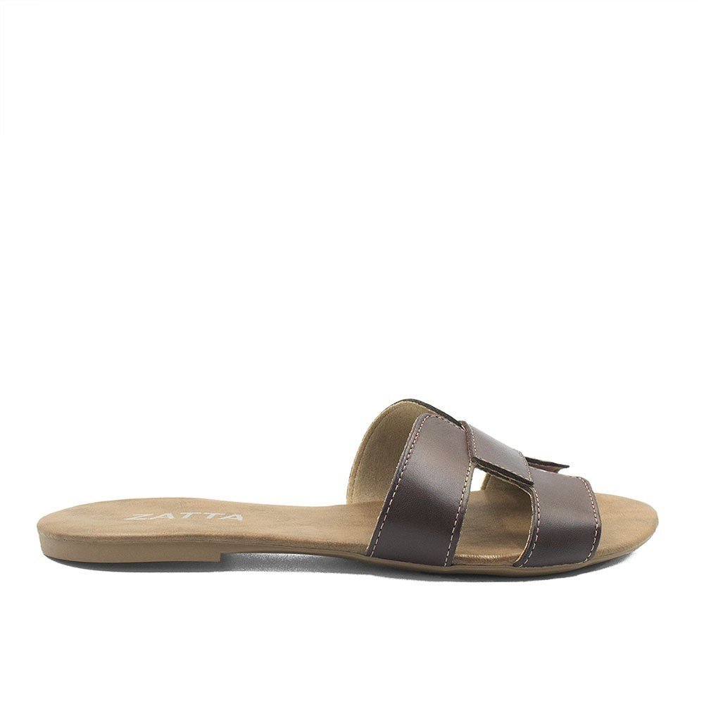 Rasteira Zatta H Couro Milena Café Marrom 3