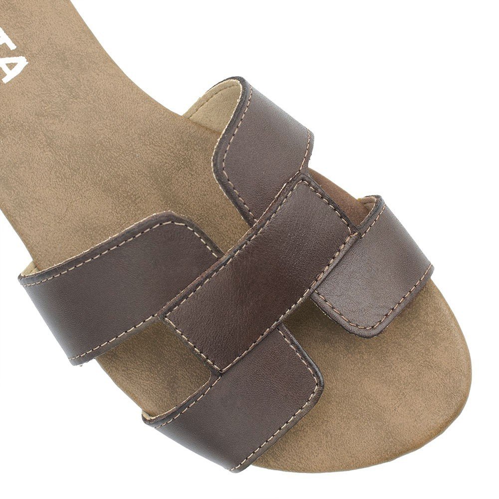 Rasteira Zatta H Couro Milena Café Marrom 7