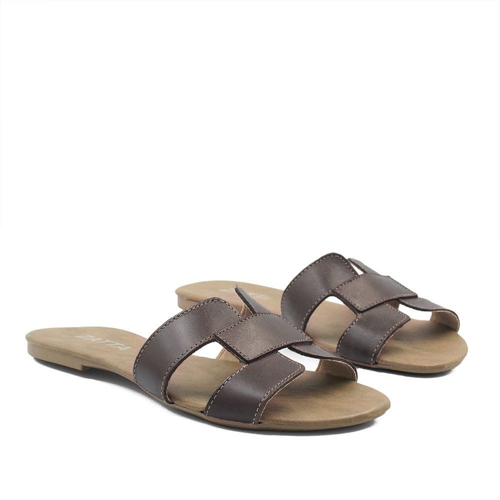 Rasteira Zatta H Couro Milena Café Marrom 9