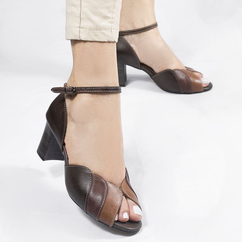 Sandália Zatta Retro Couro Ana Café Marrom 4