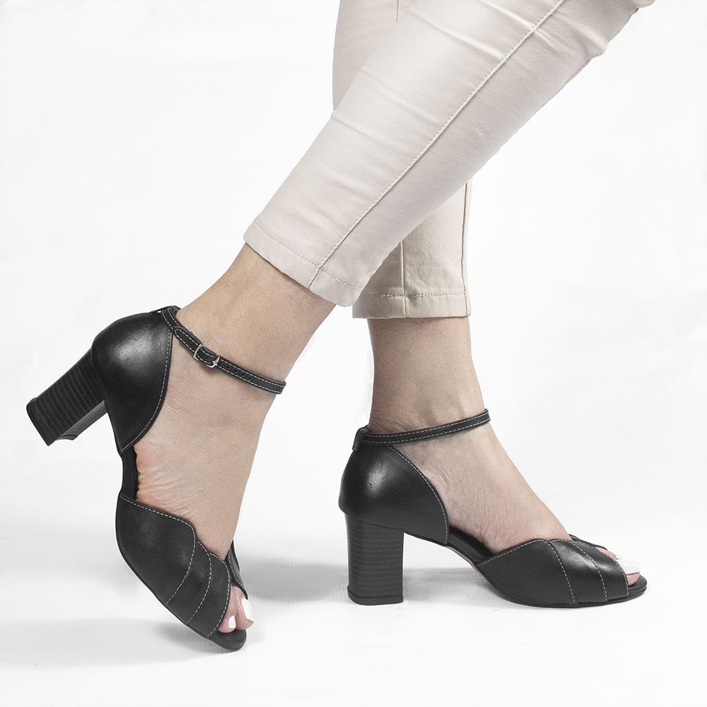 Sandália Zatta Retro Couro Ana Preto Preto 2